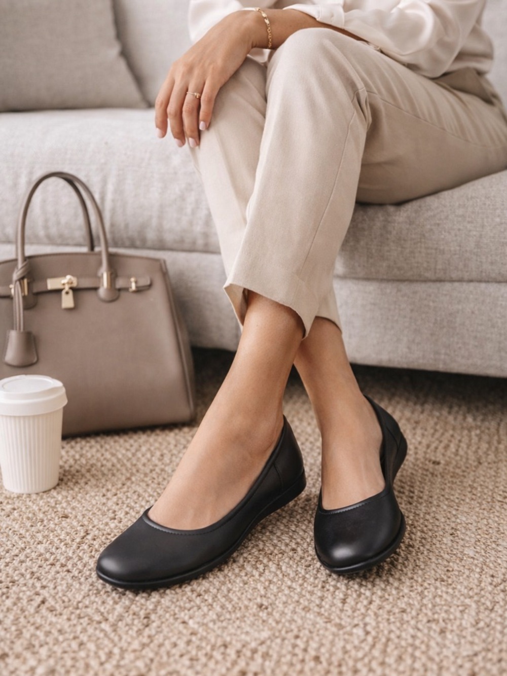 Naturalizer Flexy Leather Flats Black Size 8 M Comfort Slip On Ballet Shoes - Picture 2 of 10